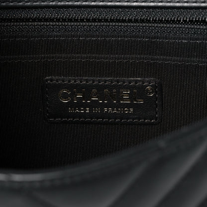 Chanel Calfskin Chevron Quilted Medium Statement Flap Black 6 of 16
