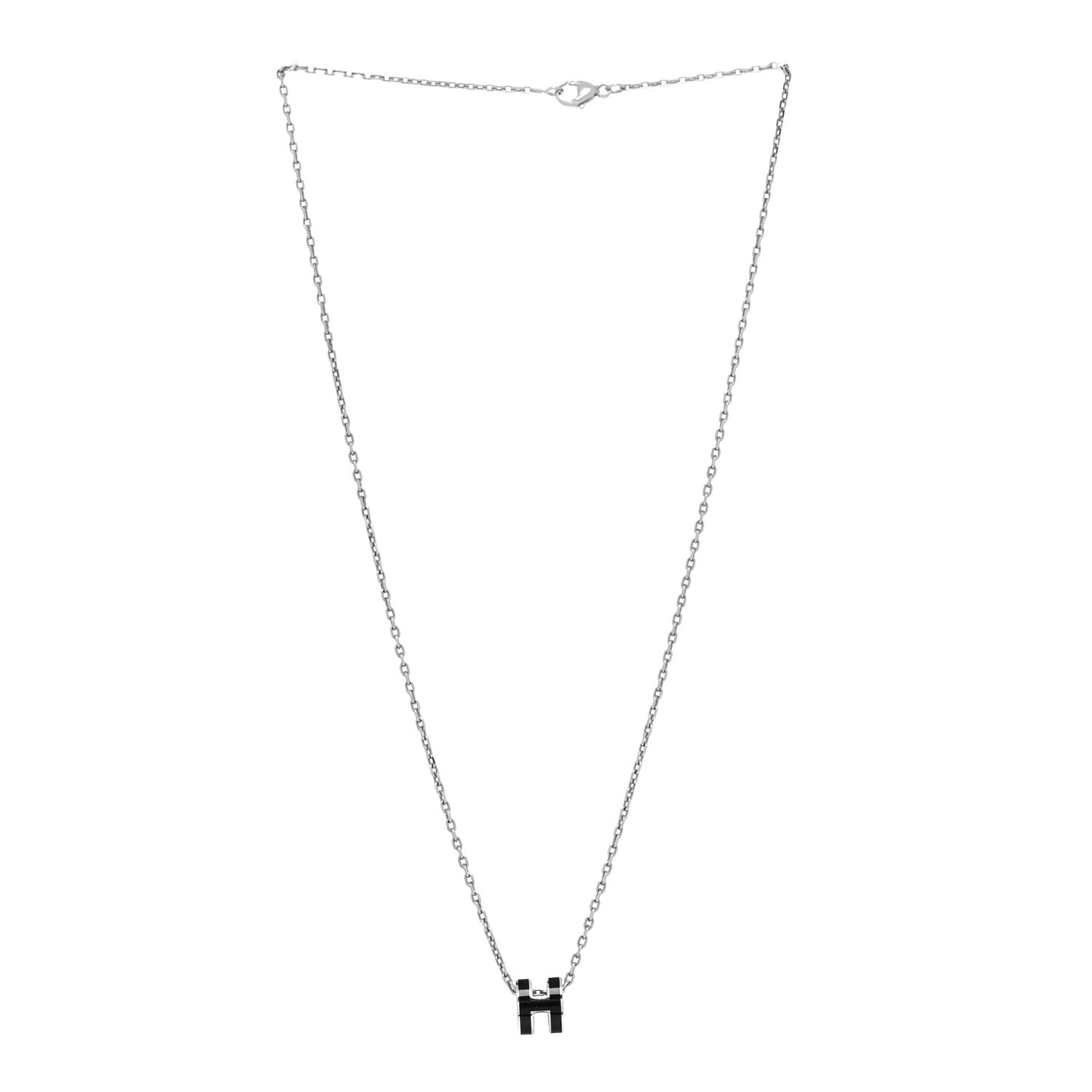 Lacquered Palladium Mini Pop H Pendant Necklace Black