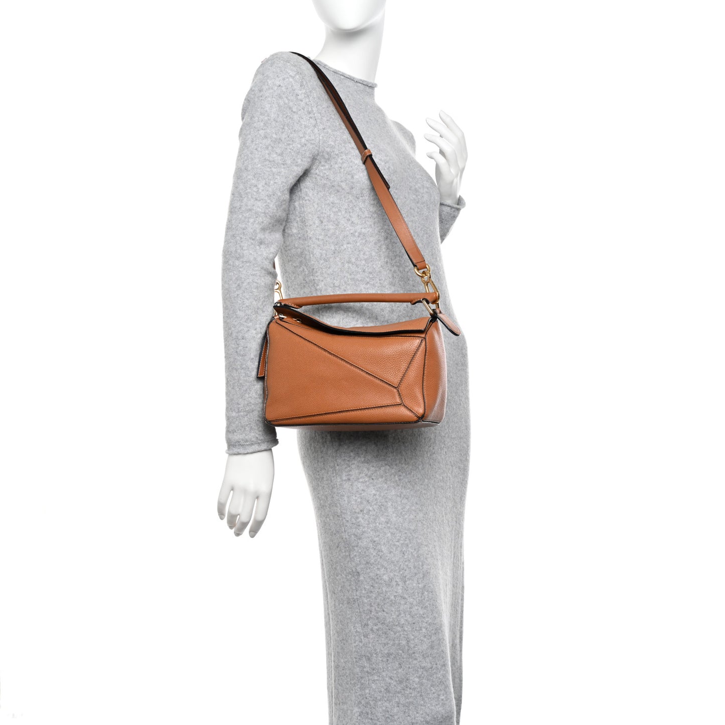Grained Calfskin Small Puzzle Bag Tan