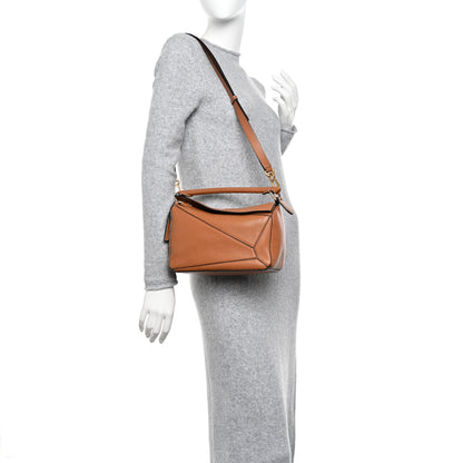 Loewe Grained Calfskin Small Puzzle Bag Tan 2 of 9