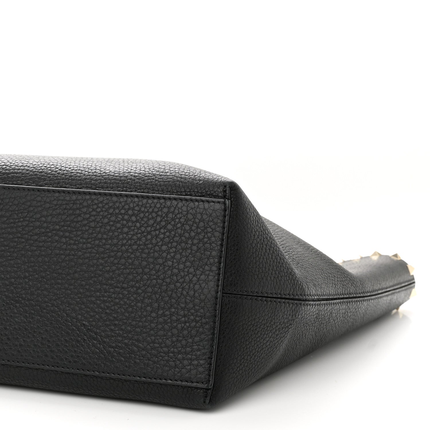 Valentino Garavani Grained Calfskin Rockstud Shoulder Tote Black 9 of 10
