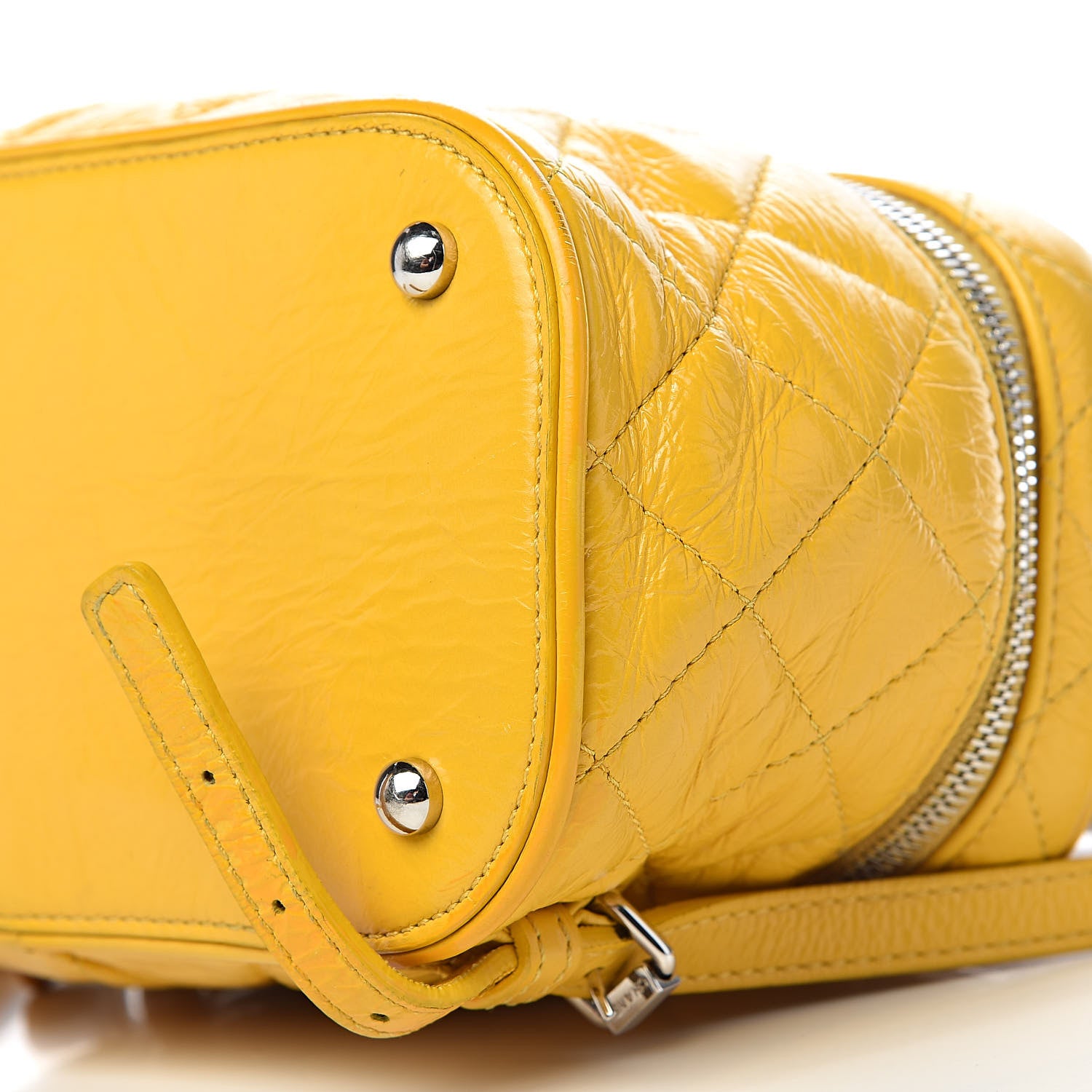 Chanel Crumpled Calfskin PVC Quilted Backpack Yellow 14 of 15