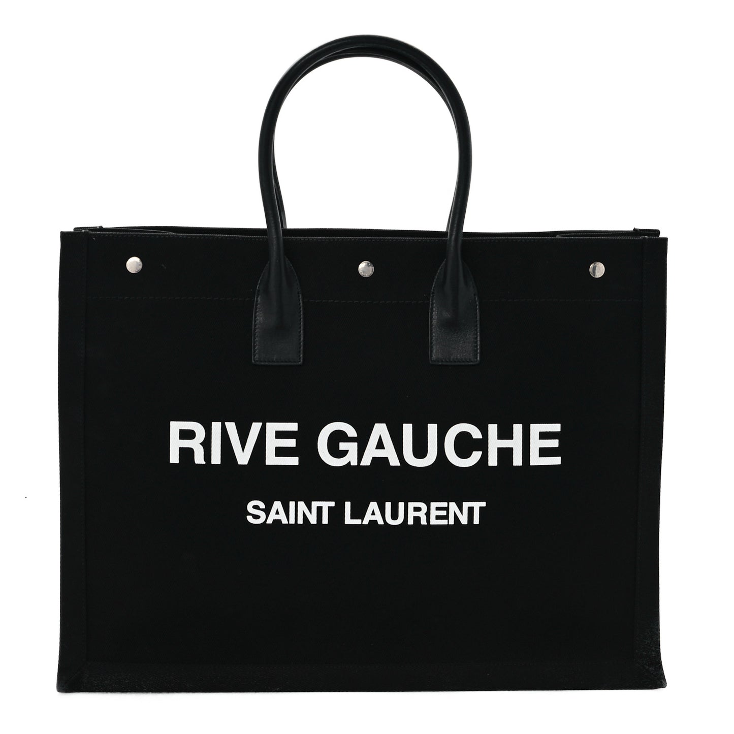 Linen Calfskin Rive Gauche Tote Black
