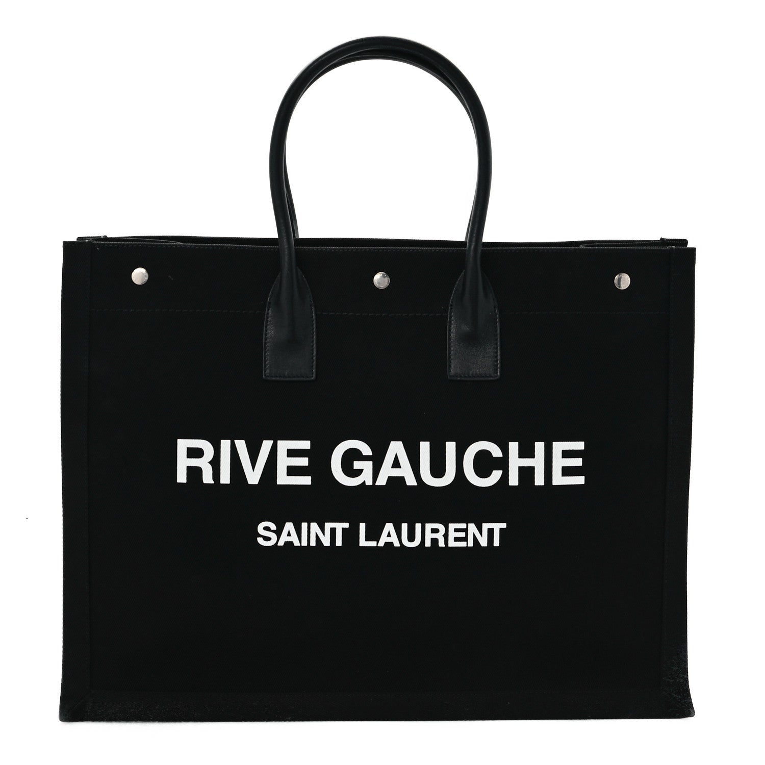 Saint Laurent Linen Calfskin Rive Gauche Tote Black 1 of 11
