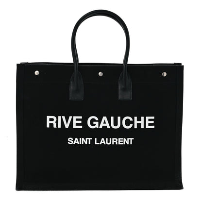 Saint Laurent Linen Calfskin Rive Gauche Tote Black 1 of 11