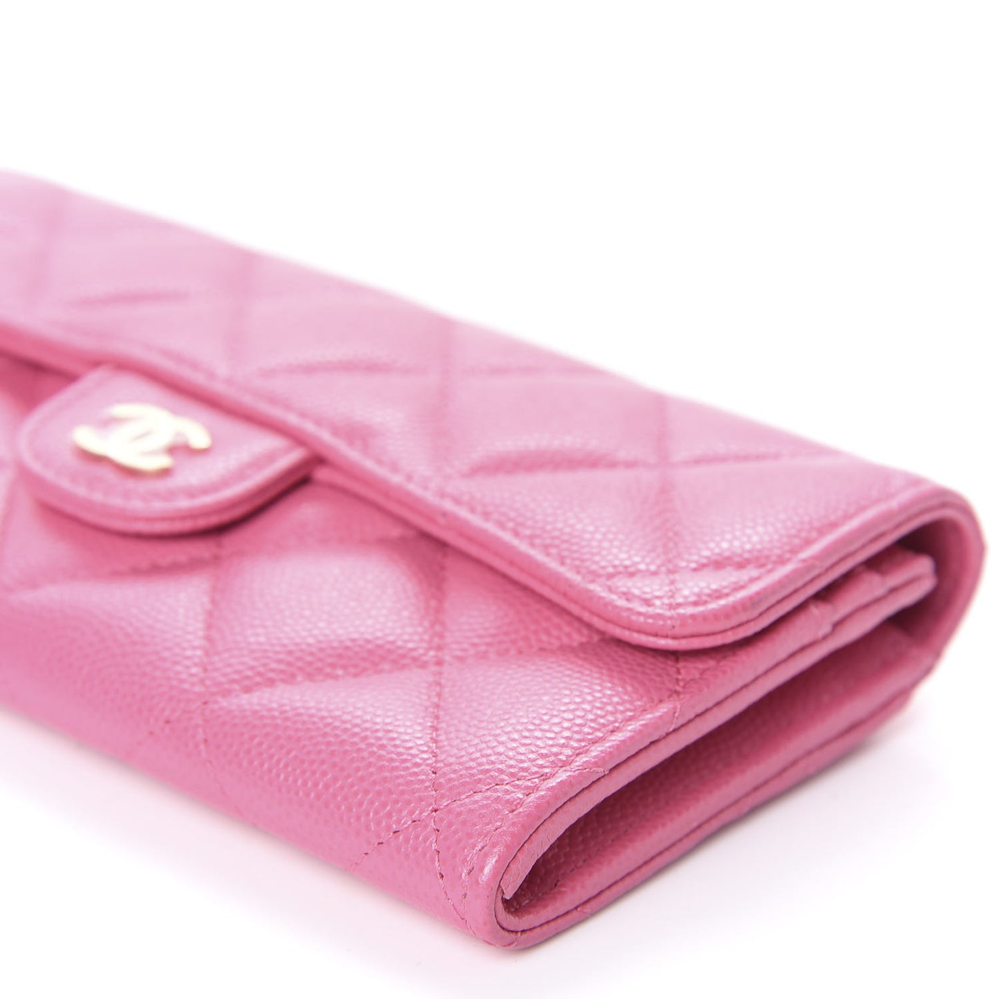 Caviar Quilted Large Flap Wallet Pink