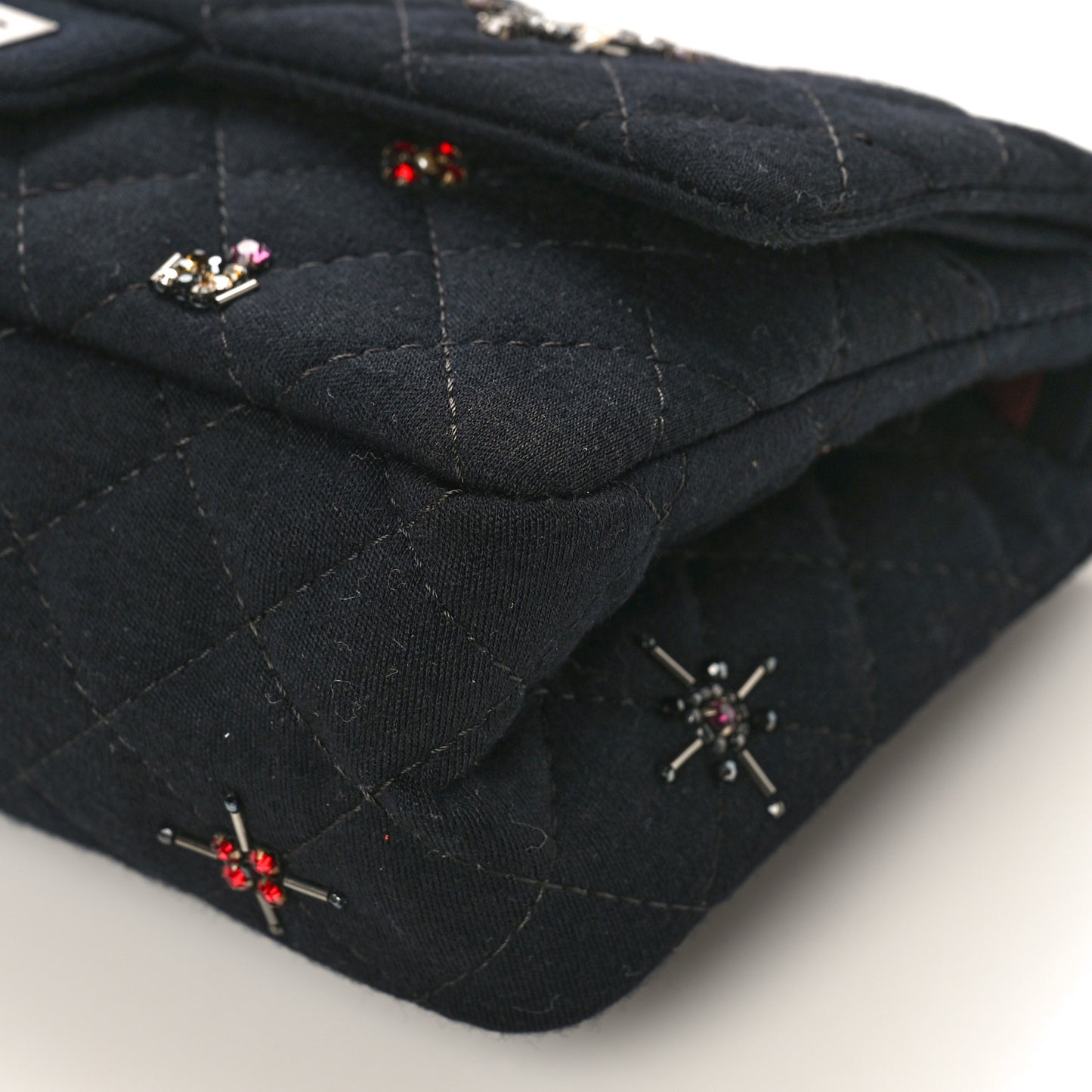 Jersey Quilted Embellished 2.55 Reissue 225 Flap Black