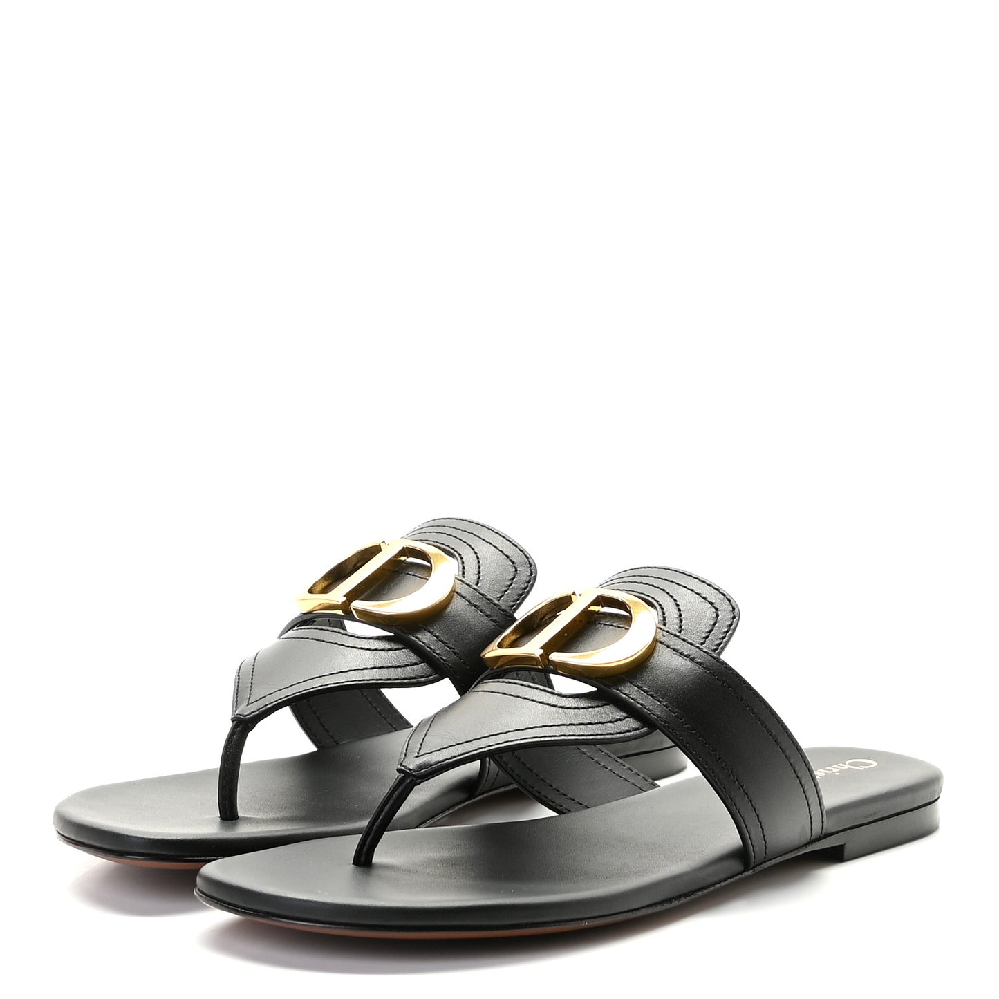 Calfskin 30 Montaigne Thong Sandals 35.5 Black