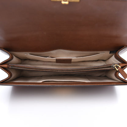 Gucci Calfskin Medium Cat Lock Top Handle Bag Brown 4 of 17