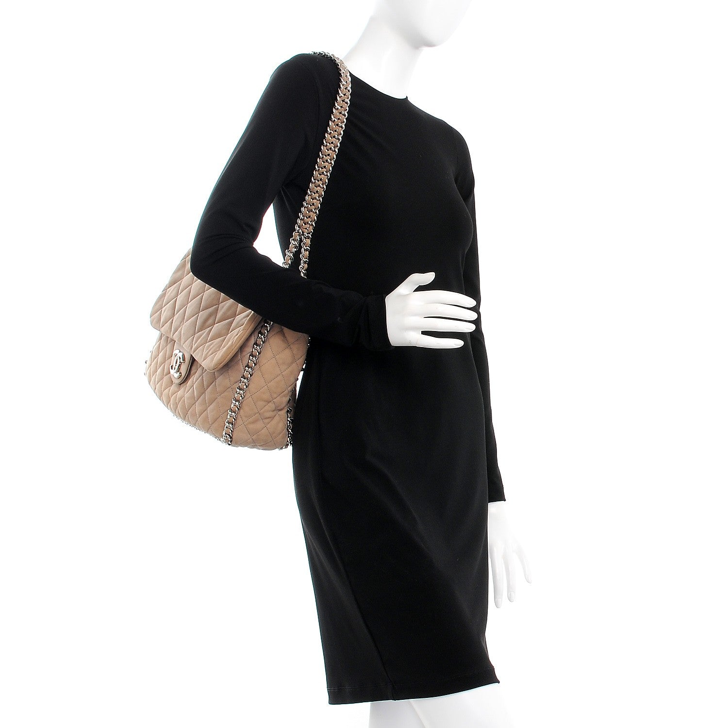 Chanel Nubuck Quilted Chain Around Maxi Flap Grey 2 of 10