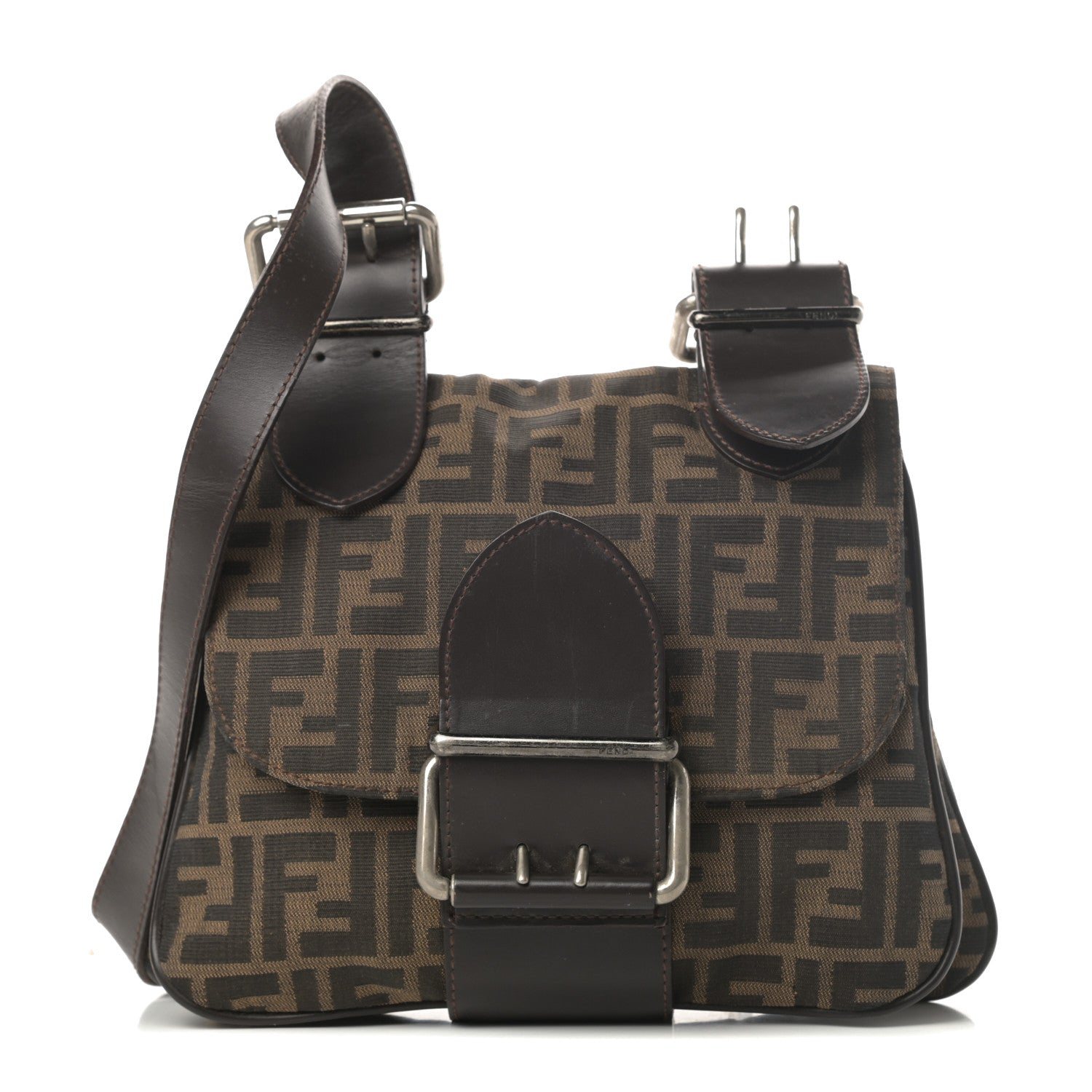 Fendi Zucca Buckle Shoulder Bag Tobacco 1 of 15