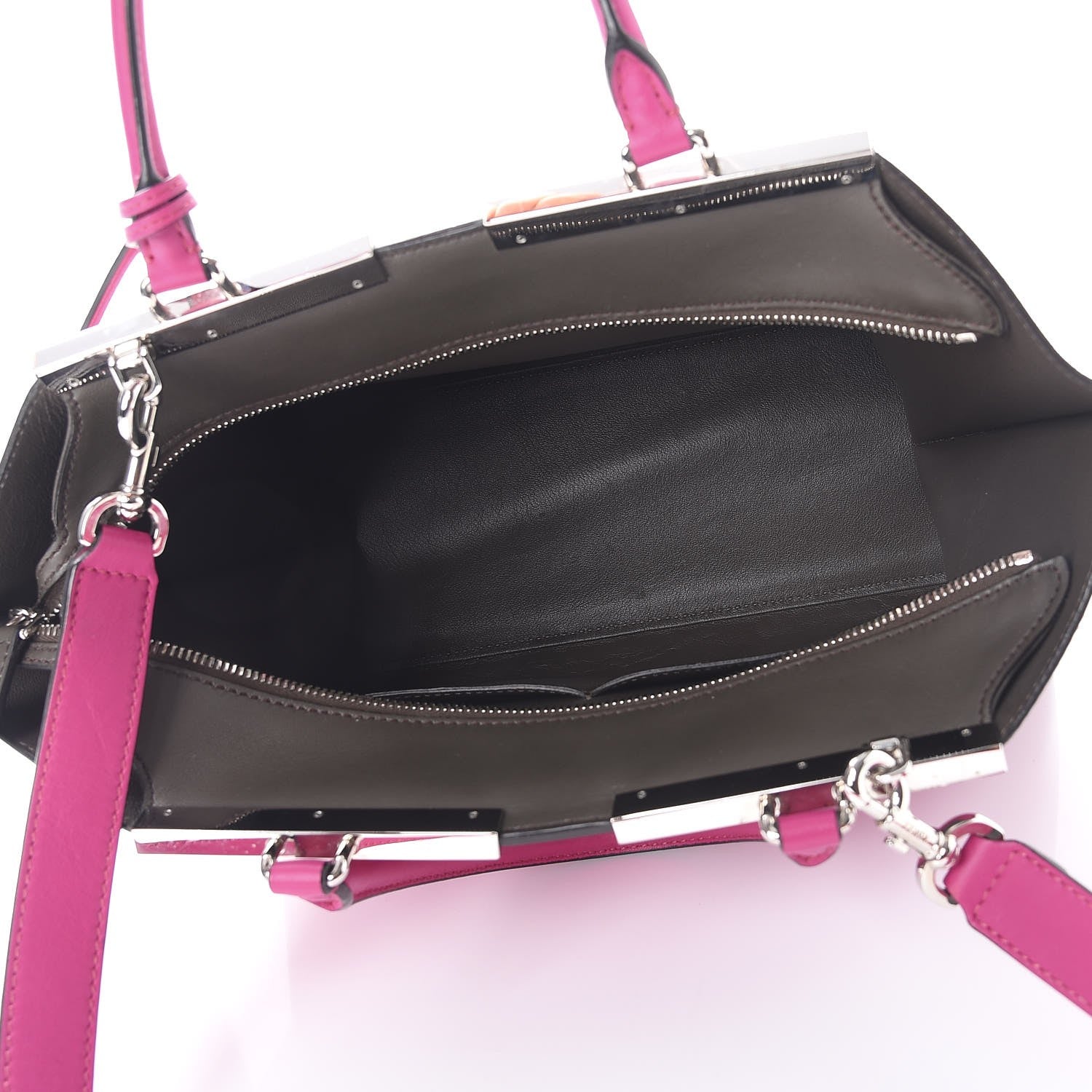 Fendi Vitello Dolce Shiny Nappa Petite 3Jours Tote Magenta Carbone 6 of 16
