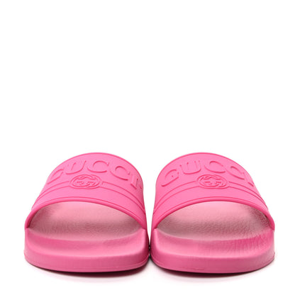 Gucci Rubber Logo Stamped Mens Slide Sandals 9 Fuchsia 2 of 12