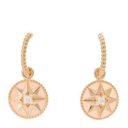 Christian Dior 18K Rose Gold Diamond Pink Opal Rose Des Vents Drop Earrings 1 of 5