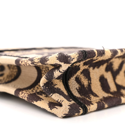 Christian Dior Canvas Mizza Embroidered Mini Leopard Book Tote Beige 9 of 10