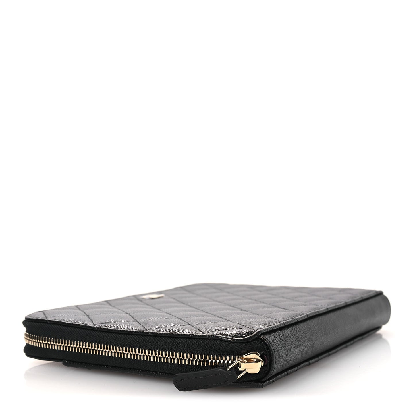 Caviar Quilted Zipped Travel Pouch Black