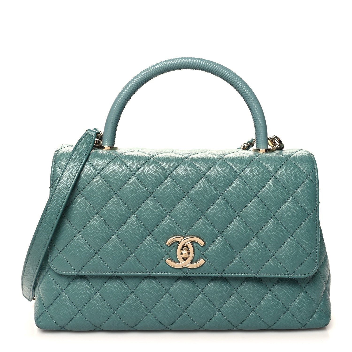 Chanel Caviar Quilted Small Coco Handle Flap Green 1 of 11