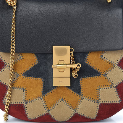 Chloe Suede Calfskin Wonder Woman Patchwork Drew Shoulder Bag Black 7 of 9