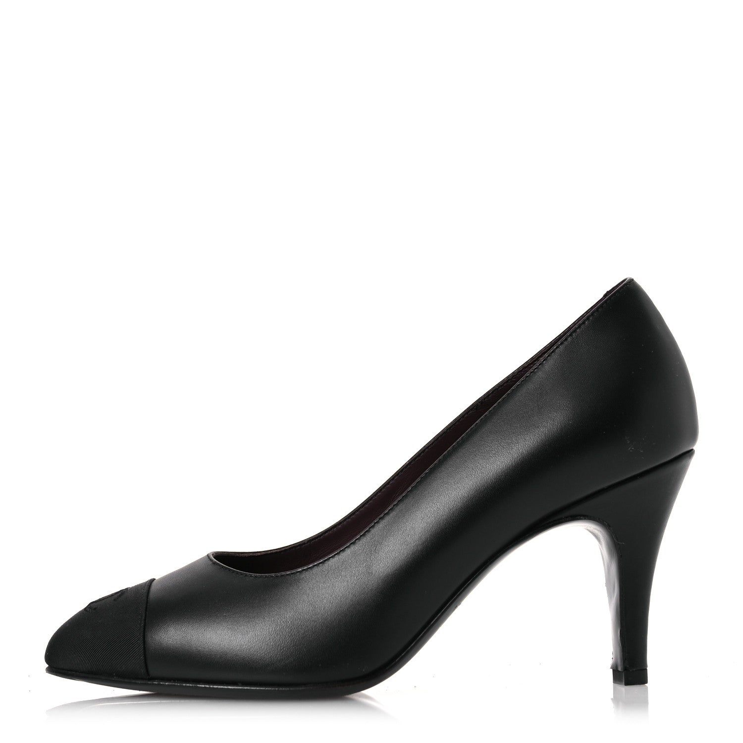 Chanel Lambskin Grosgrain Cap Toe CC Pumps 37.5 Black 1 of 14