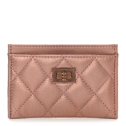 Chanel Metallic Caviar Quilted Reissue Card Holder Rose Gold 1 of 9