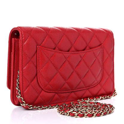 Chanel Caviar Quilted Wallet On Chain WOC Red 3 of 11