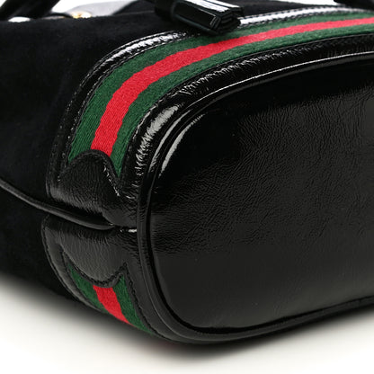 Gucci Suede Patent Web Small Ophidia Bucket Bag Black 8 of 9