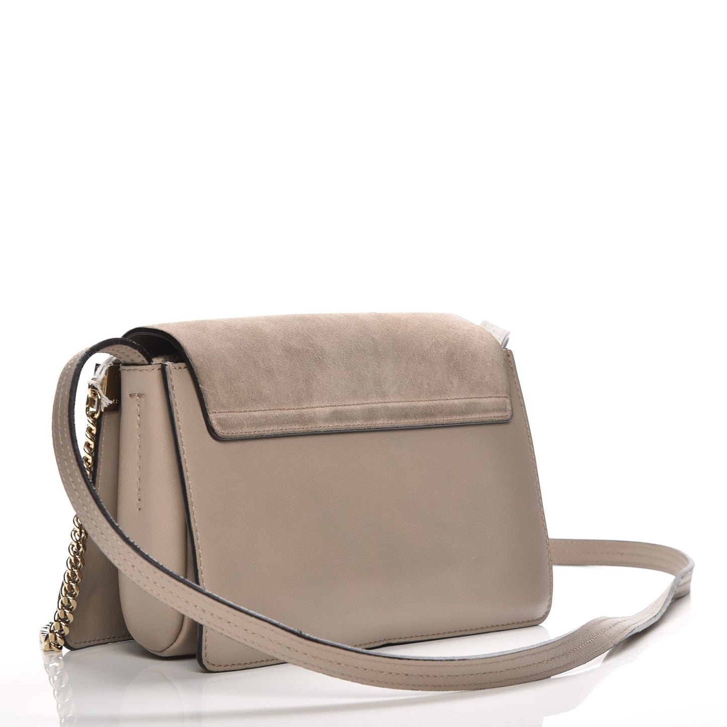 Suede Calfskin Small Faye Shoulder Bag Motty Grey