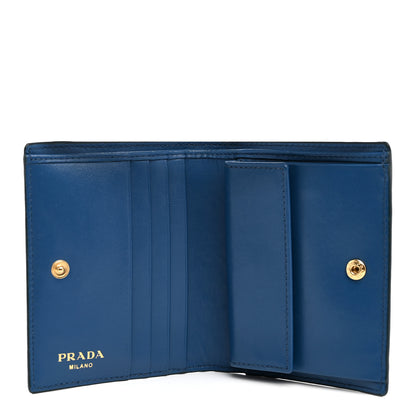 Prada Vitello Move Triangle Bi-Fold Wallet Cobalto 5 of 9