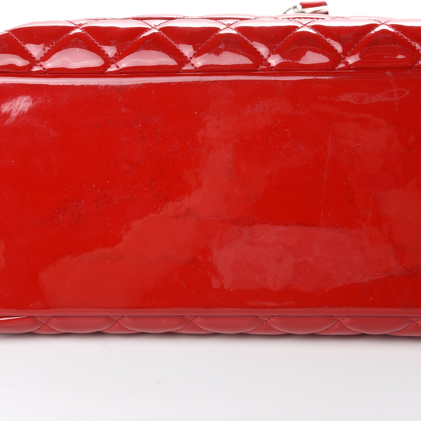 Patent Quilted Grand Shopping Tote GST Red