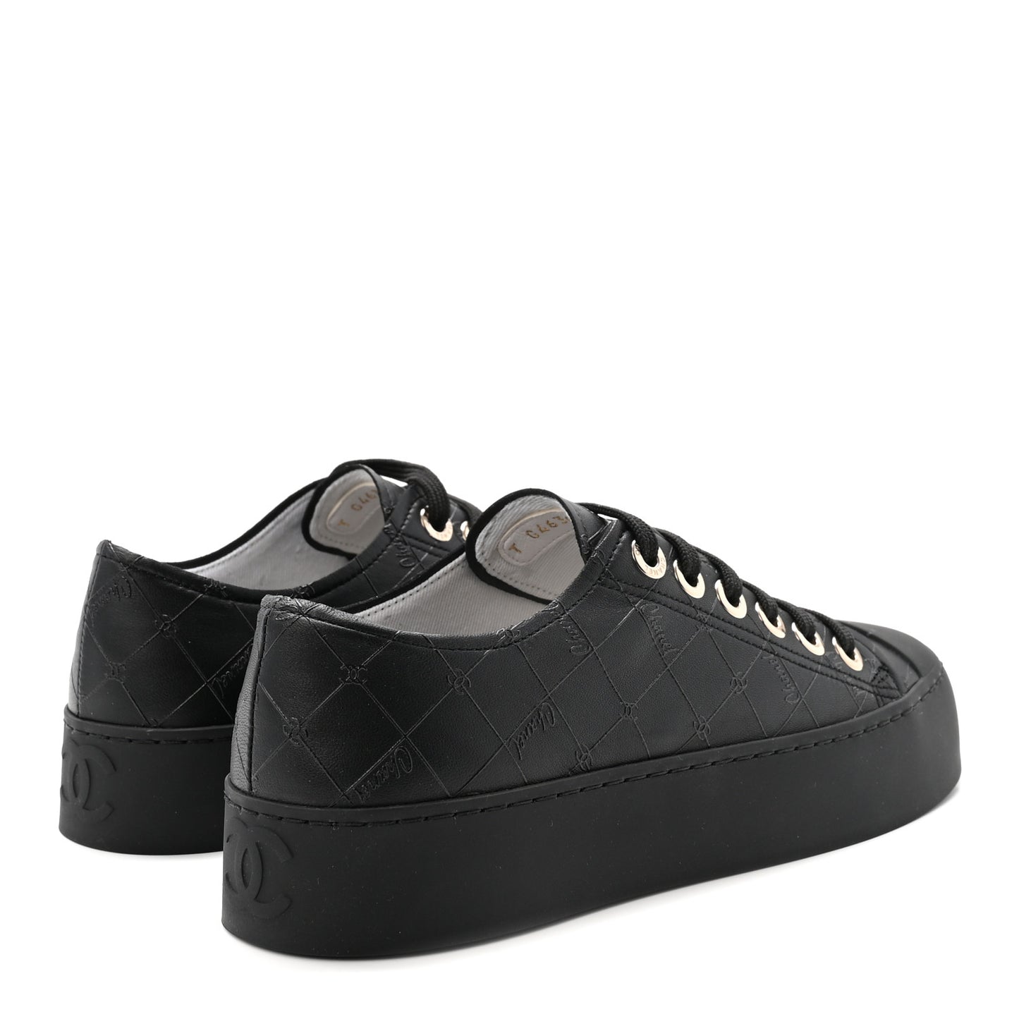 Lambskin Printed Logo Sneakers 37.5 Black