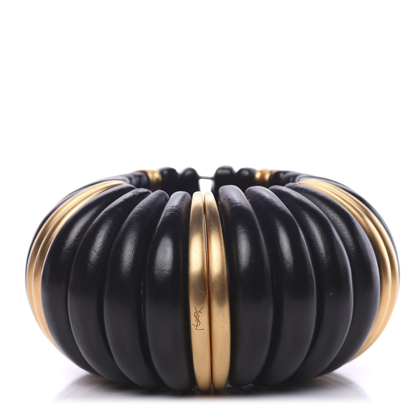 Wooden Mandarin Bracelet Cuff Black Gold