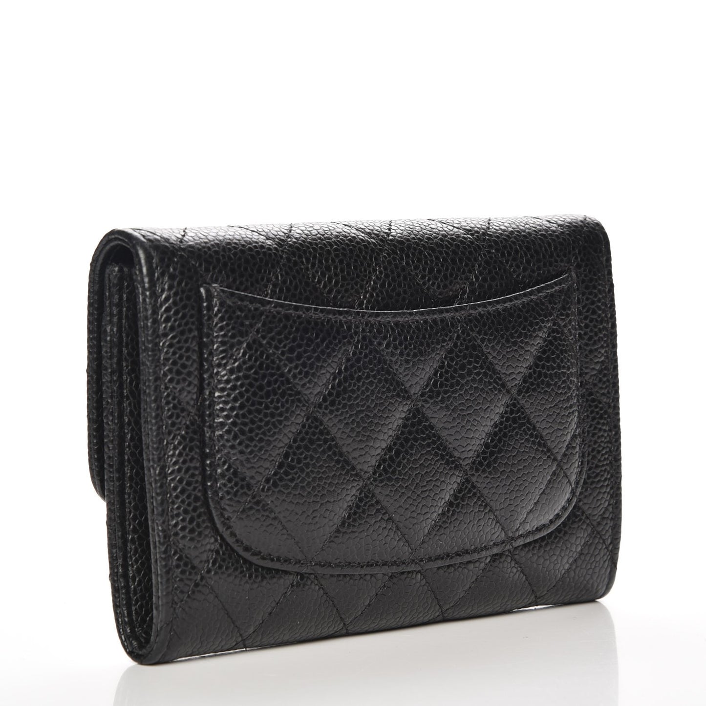 Caviar Quilted Small Flap Wallet Black