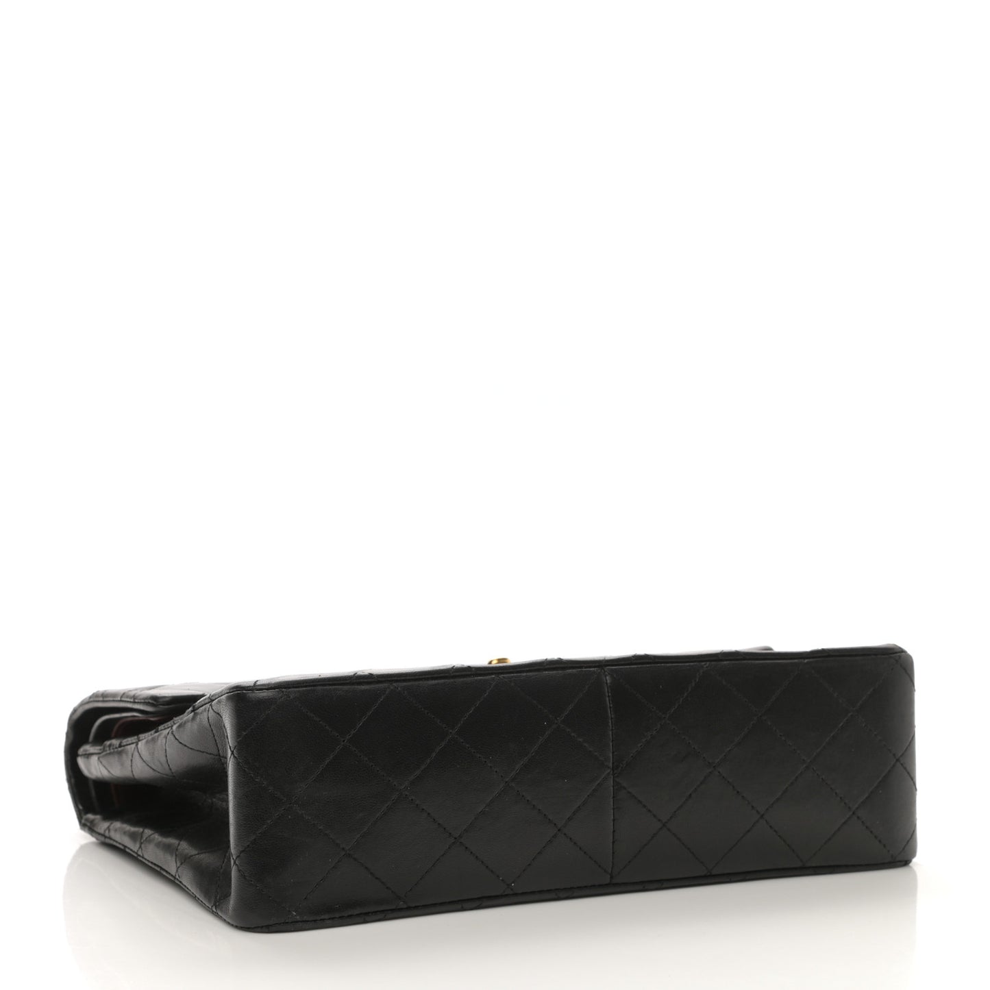 Lambskin Quilted Medium Double Flap Black