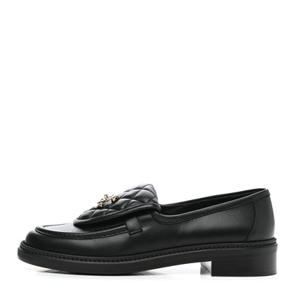Chanel Lambskin Quilted CC Turnlock Loafers 38 Black 1 of 9
