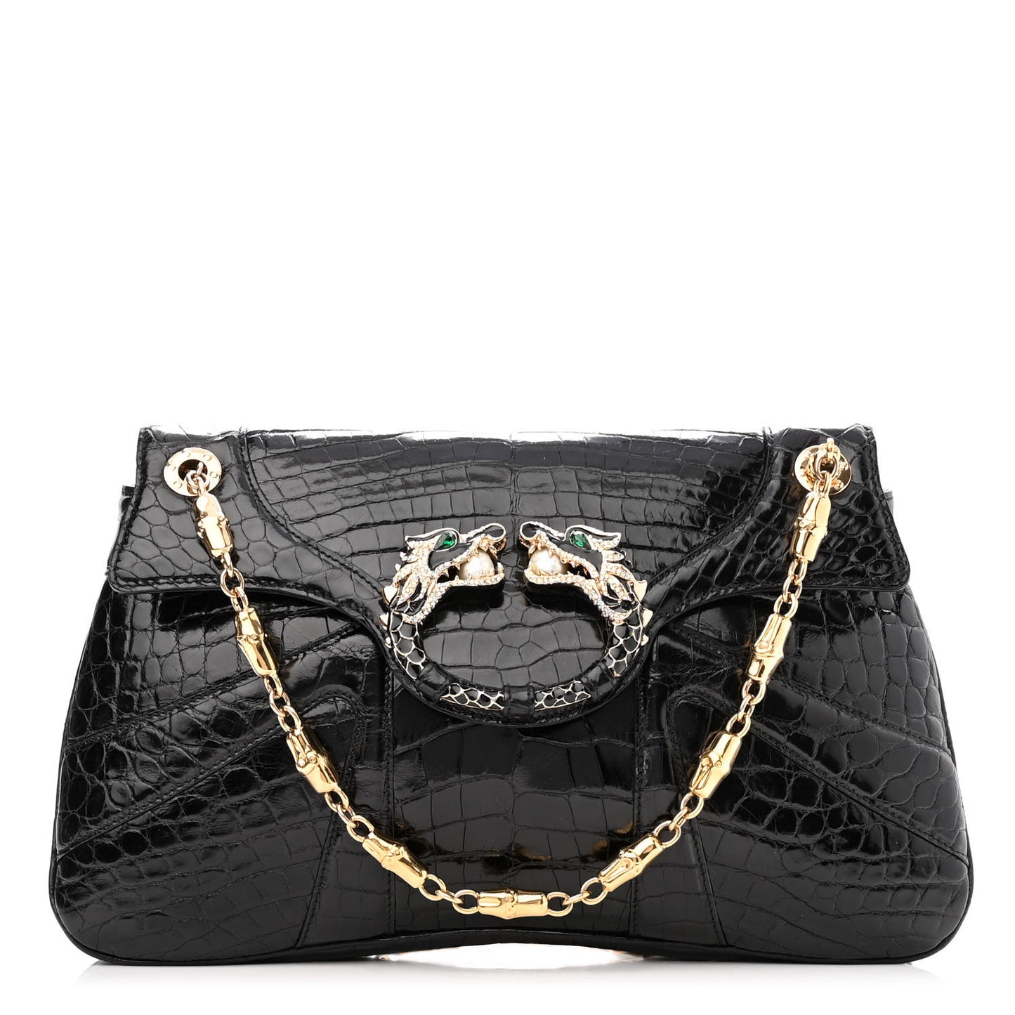 Crocodile Tom Ford Jeweled Dragon Bag Black