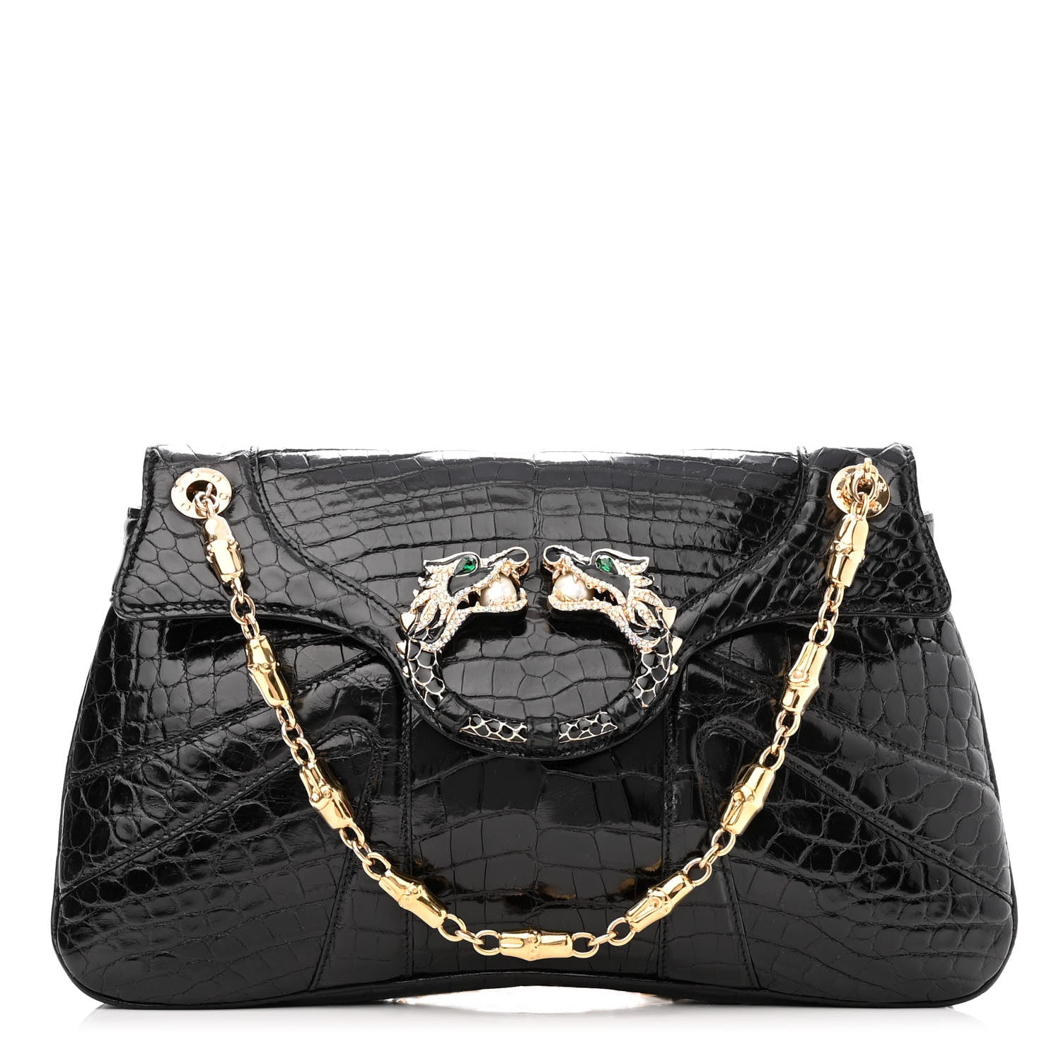 Gucci Crocodile Tom Ford Jeweled Dragon Bag Black 1 of 9