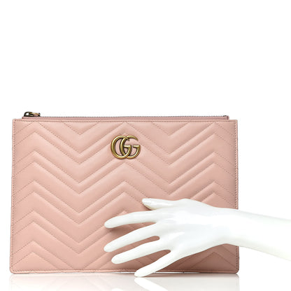 Gucci Calfskin Matelasse Large GG Marmont Zip Pouch Perfect Pink 2 of 7