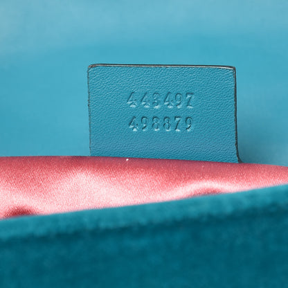 Gucci Velvet Matelasse Small GG Marmont Shoulder Bag Pavone Cyan 7 of 10