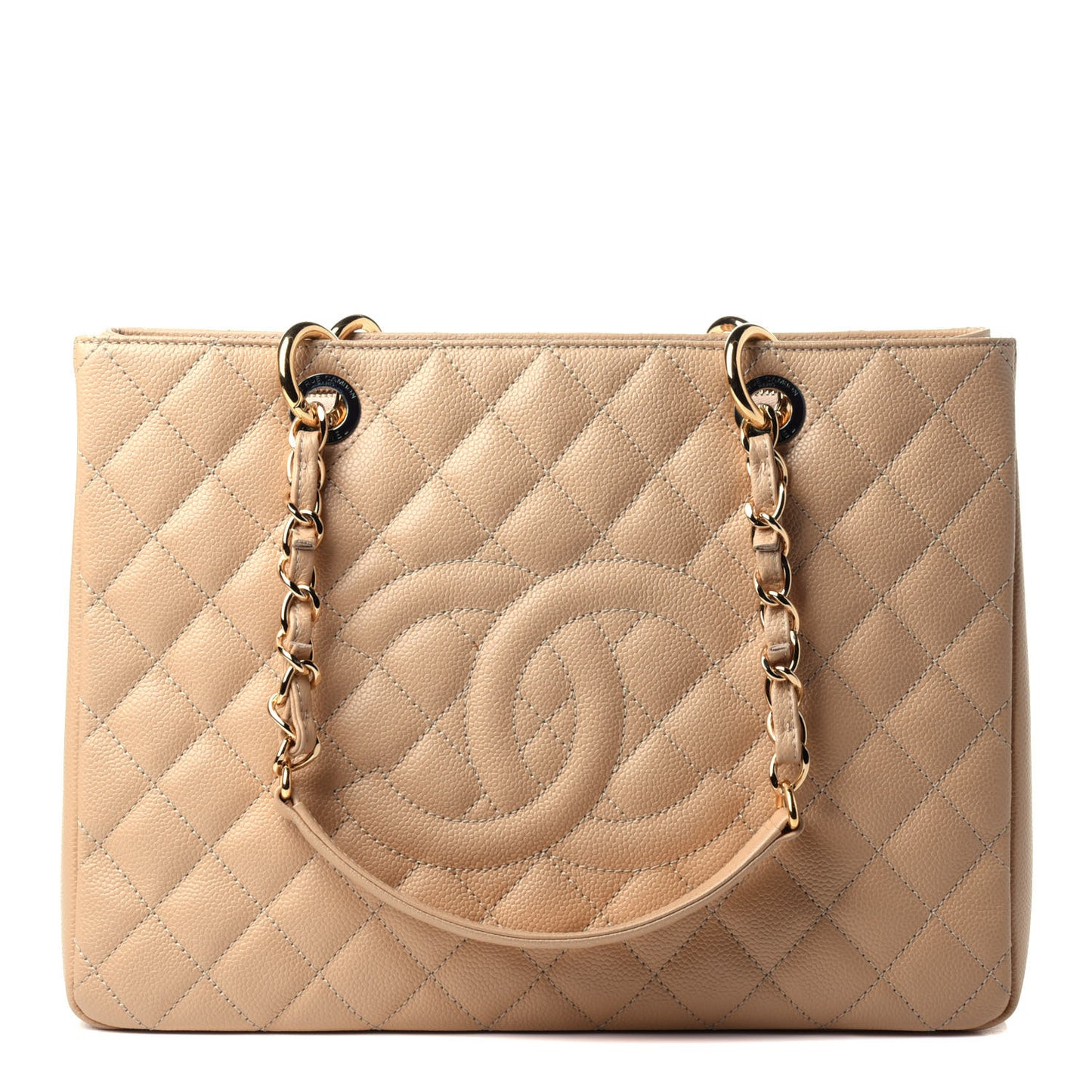 Caviar Quilted Grand Shopping Tote GST Beige
