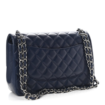Chanel Lambskin Quilted Jumbo Double Flap Navy Blue 3 of 11