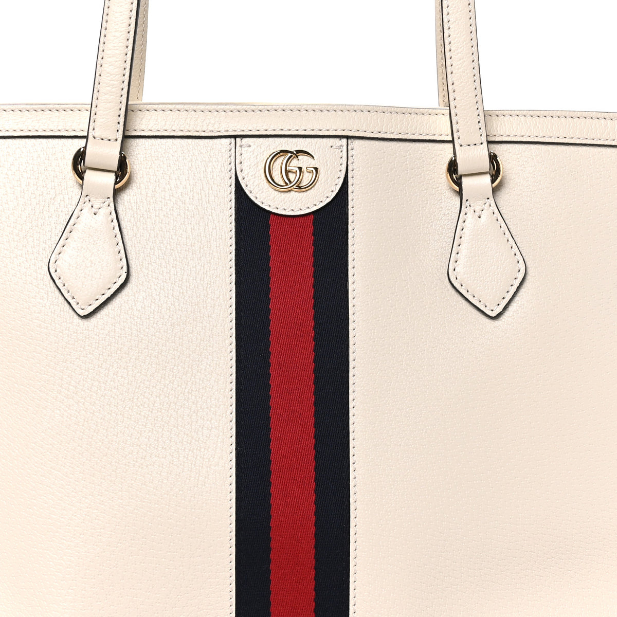 Gucci Textured Calfskin Web Medium Ophidia Shopping Tote Mystic White 7 of 9