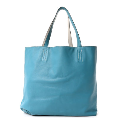 Hermes Veau Sikkim Double Sens 36 Reversible Tote Turquoise Gris Perle 1 of 17