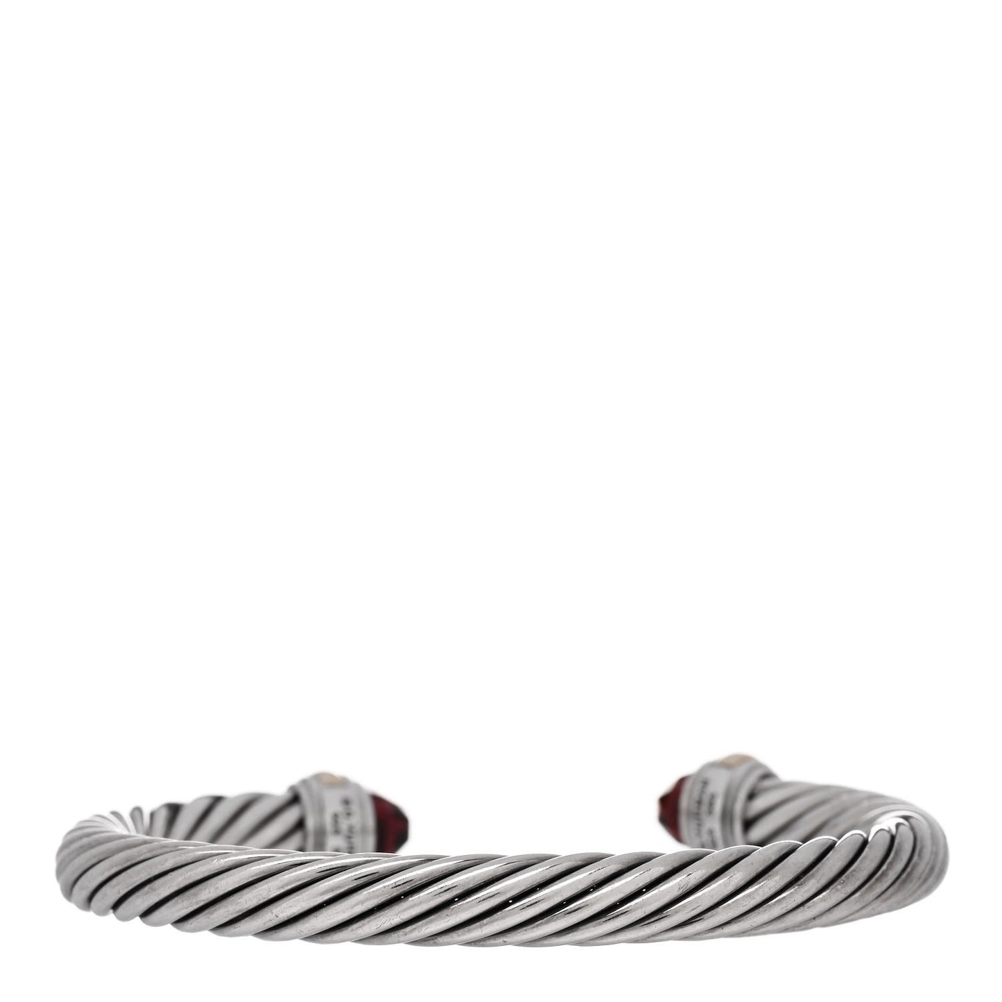 Sterling Silver 14K Yellow Gold Garnet 7mm Cable Classics Bracelet