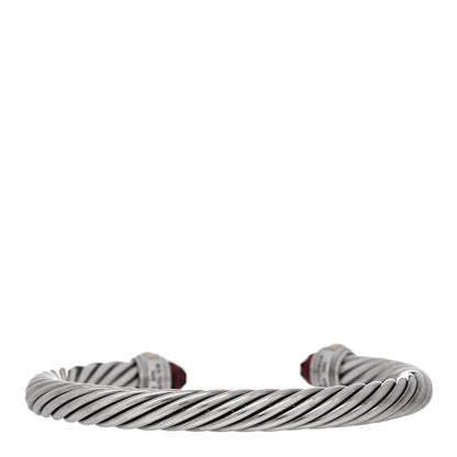 David Yurman Sterling Silver 14K Yellow Gold Garnet 7mm Cable Classics Bracelet 2 of 3