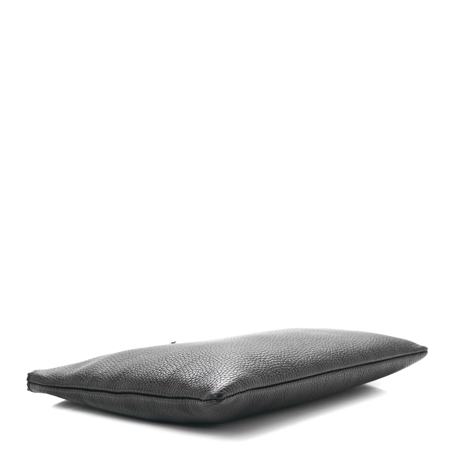 Pebbled Calfskin Animalier Tiger Zip Pouch Black