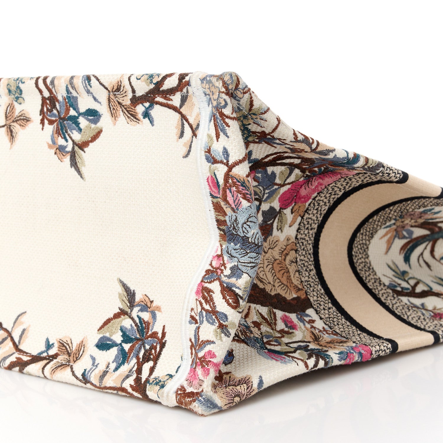 Christian Dior Canvas Embroidered Large Jardin D'Hiver Book Tote Latte Multicolor 10 of 10