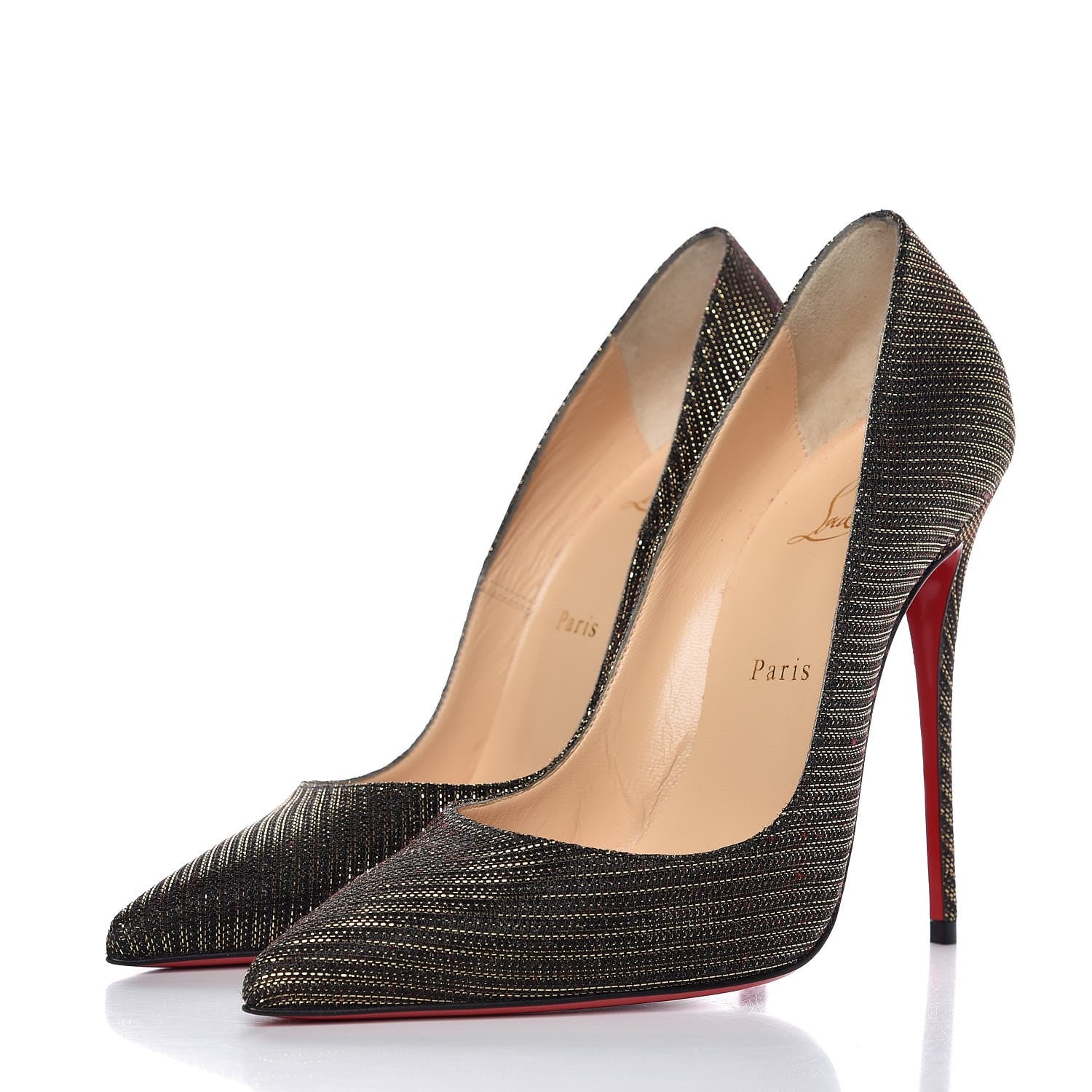 Christian Louboutin Glitter Chain So Kate 120 Pumps 39 Black Gold 3 of 8