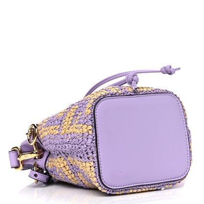 Fendi Raffia Vitello Seta F is Fendi FF Woven Mini Mon Tresor Bucket Bag Anemone Natural 3 of 6