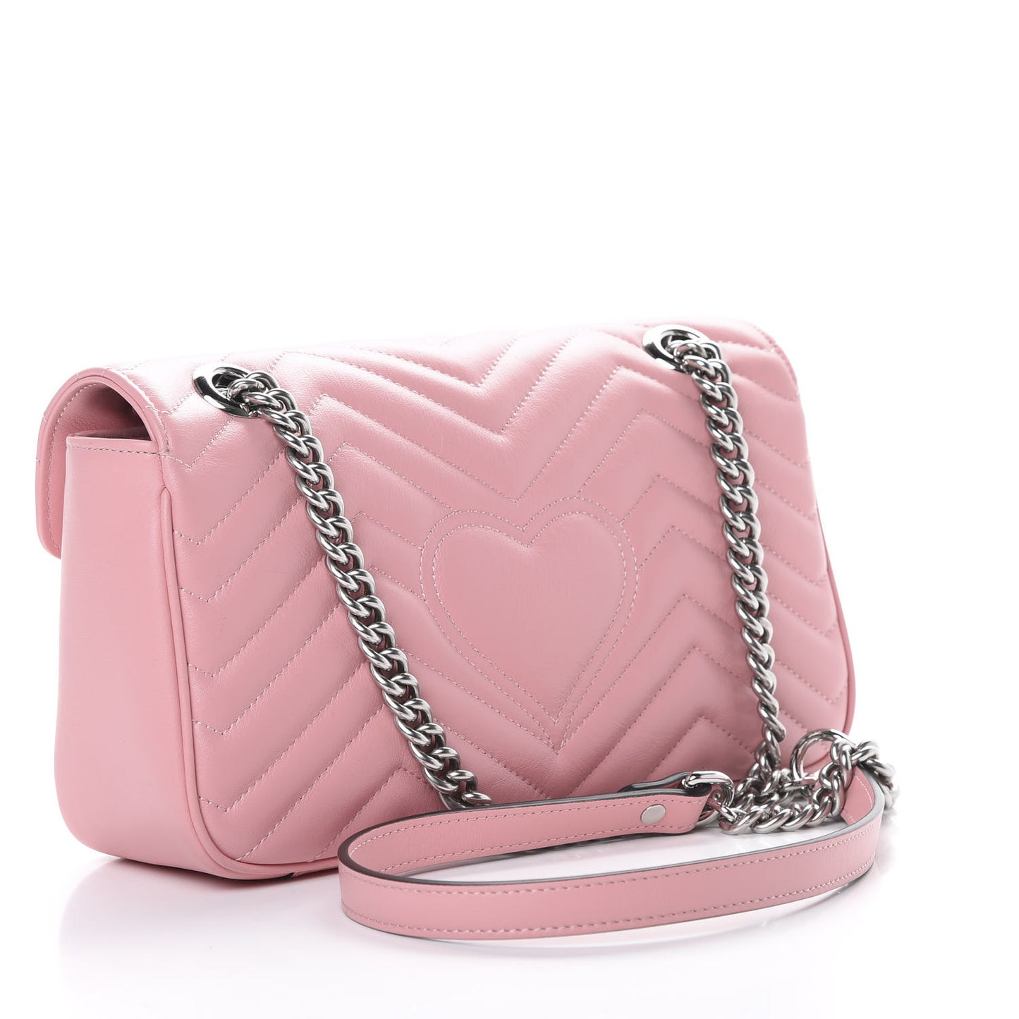 Calfskin Matelasse Small GG Marmont Shoulder Bag Wild Rose