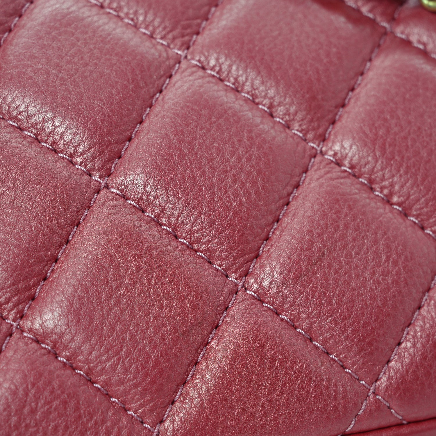 Chanel Metallic Calfskin Quilted Top Handle Flap Dark Pink 13 of 13